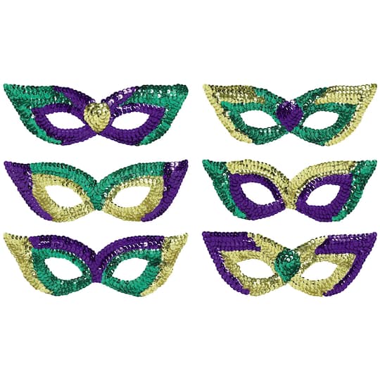 Sequined Mardi Gras Party Masks, 12ct.